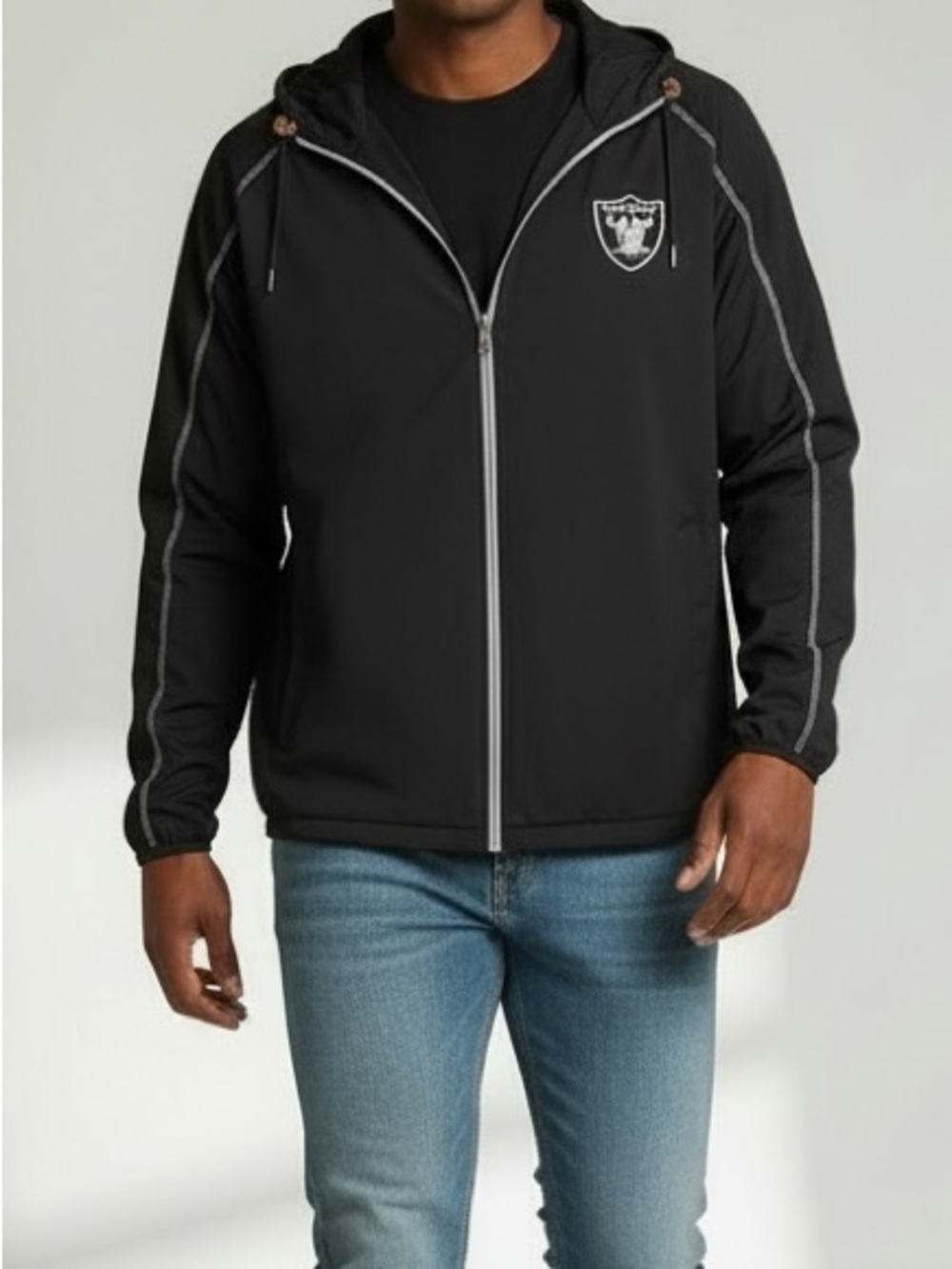 NFL Raiders Black Zip-Up Hoodie Jacket size L